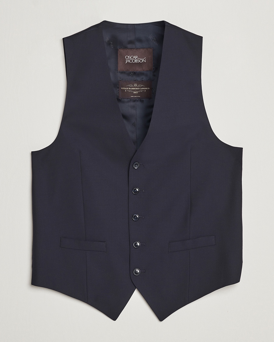 Herr | Kläder | Oscar Jacobson | Carlo Wool Waistcoat Navy