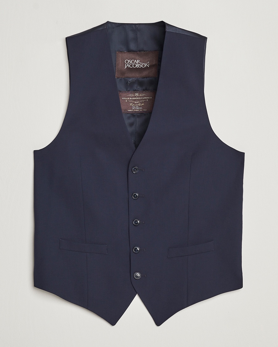 Herr | Kläder | Oscar Jacobson | Carlo Wool Waistcoat Blue