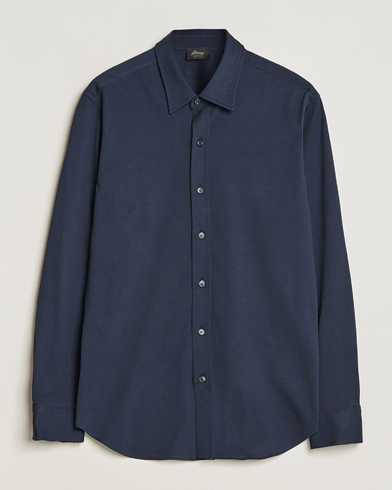 Herr | Quiet Luxury | Brioni | Soft Cotton Jersey Shirt Navy
