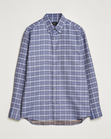 Herr | Flanellskjortor | Brioni | Slim Fit Check Flannel Shirt Dark Blue