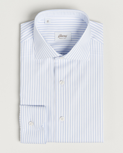 Herr | Luxury Brands | Brioni | Slim Fit Striped Dress Shirt Light Blue