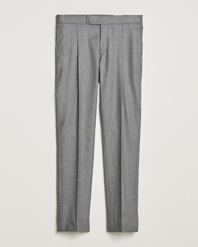 Herr | Flanellbyxor | Brioni | Melbourne Drawstring Flannel Trousers Grey Melange