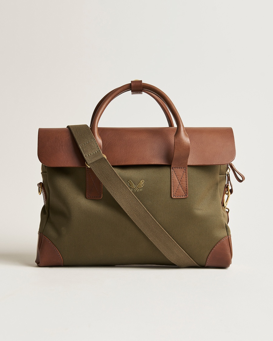 Bennett Winch Canvas Briefcase Olive – Grön