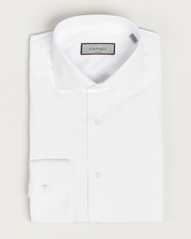 Herr | Skjortor | Canali | Slim Fit Cotton/Stretch Shirt White