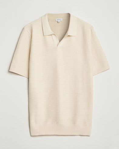 Herr |  | Sunspel | Knitted Polo Shirt Ecru