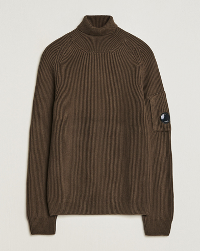 Herr | Polotröjor | C.P. Company | Full Rib Knitted Cotton Rollneck Brown