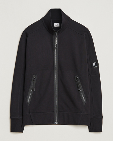 Herr | Fleecetröjor | C.P. Company | Diagonal Raised Fleece Full Zip Lens Sweatshirt Black