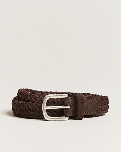 Herr | Anderson's | Anderson's | Woven Suede Belt 2,5 cm Brown