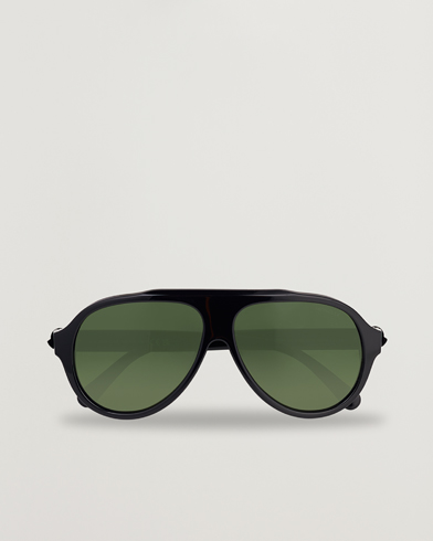 Herr | Pilotsolglasögon | Moncler Lunettes | Caribb Sunglasses Shiny Black/Green