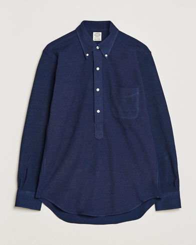 Herr | Casualskjortor | Kamakura Shirts | Vintage Ivy Knit Popover Shirt Navy