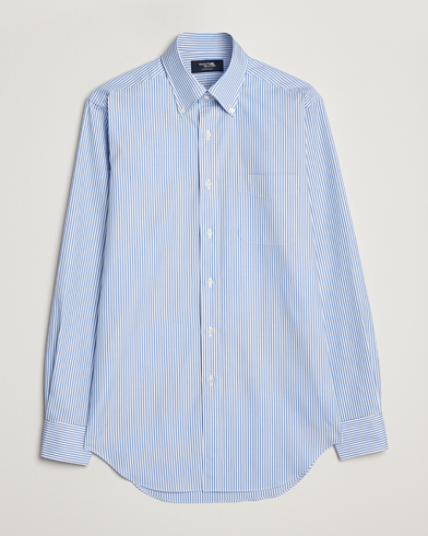 Herr | Oxfordskjortor | Kamakura Shirts | Slim Fit Oxford BD Shirt Blue Bengal Stripe