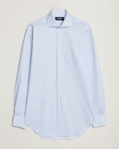 Herr | Japanese Department | Kamakura Shirts | Slim Fit Twill Spread Shirt Sky Blue Check