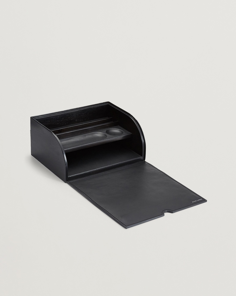 Ralph Lauren Home Brennan Leather Writers Box Saddle Black – Svart