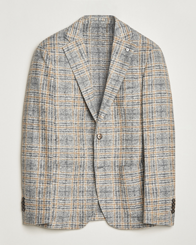 Herr | Udda kavaj | L.B.M. 1911 | Jack Checked Cotton/Wool Jersey Blazer Grey