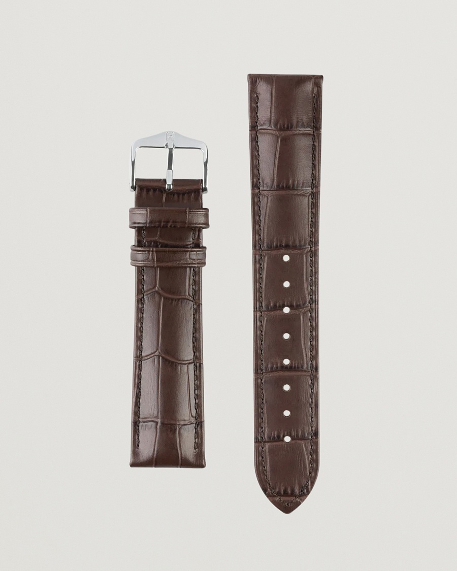 HIRSCH Duke Embossed Leather Watch Strap Brown – Brun