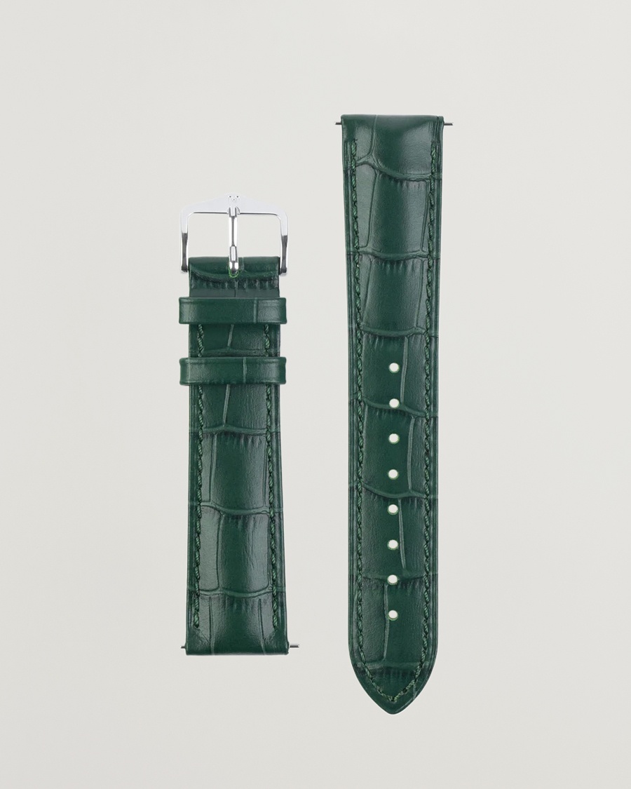 HIRSCH Duke Embossed Leather Watch Strap Green – Grön