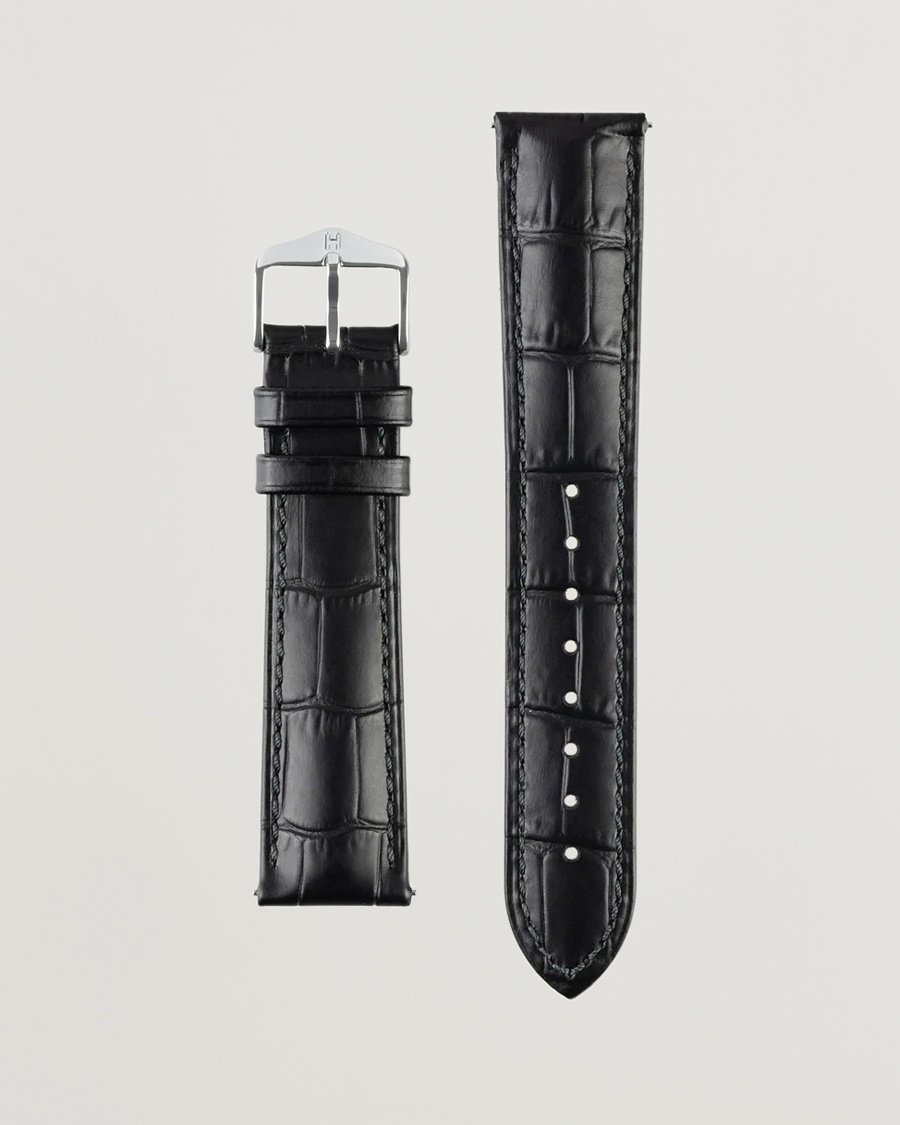 Herr | | HIRSCH | Duke Embossed Leather Watch Strap Black