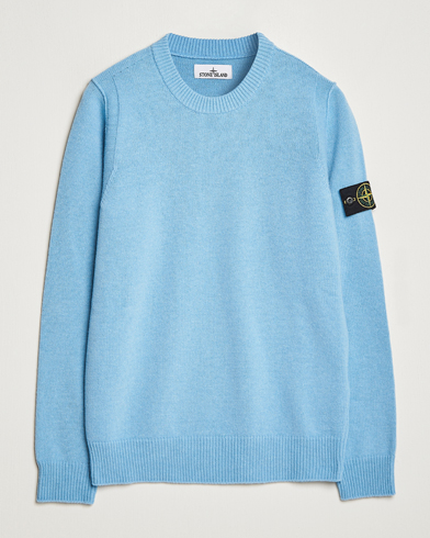 Herr | Stickade tröjor | Stone Island | Knitted Lambwool Sweater Sky Blue