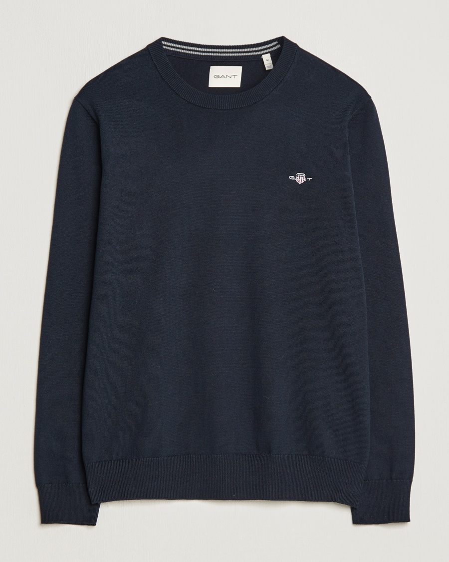Herr | | GANT | Classic Cotton Crew Neck Evening Blue