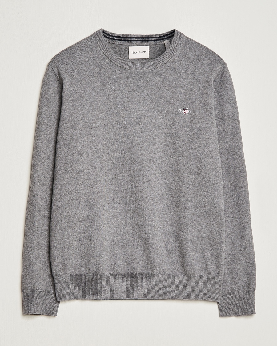 Gant Classic Cotton Crew Neck Dark Grey Melange