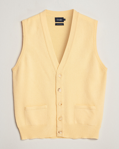 Herr | Senast inkommet | Drake's | Lambswool Vest Cardigan Yellow