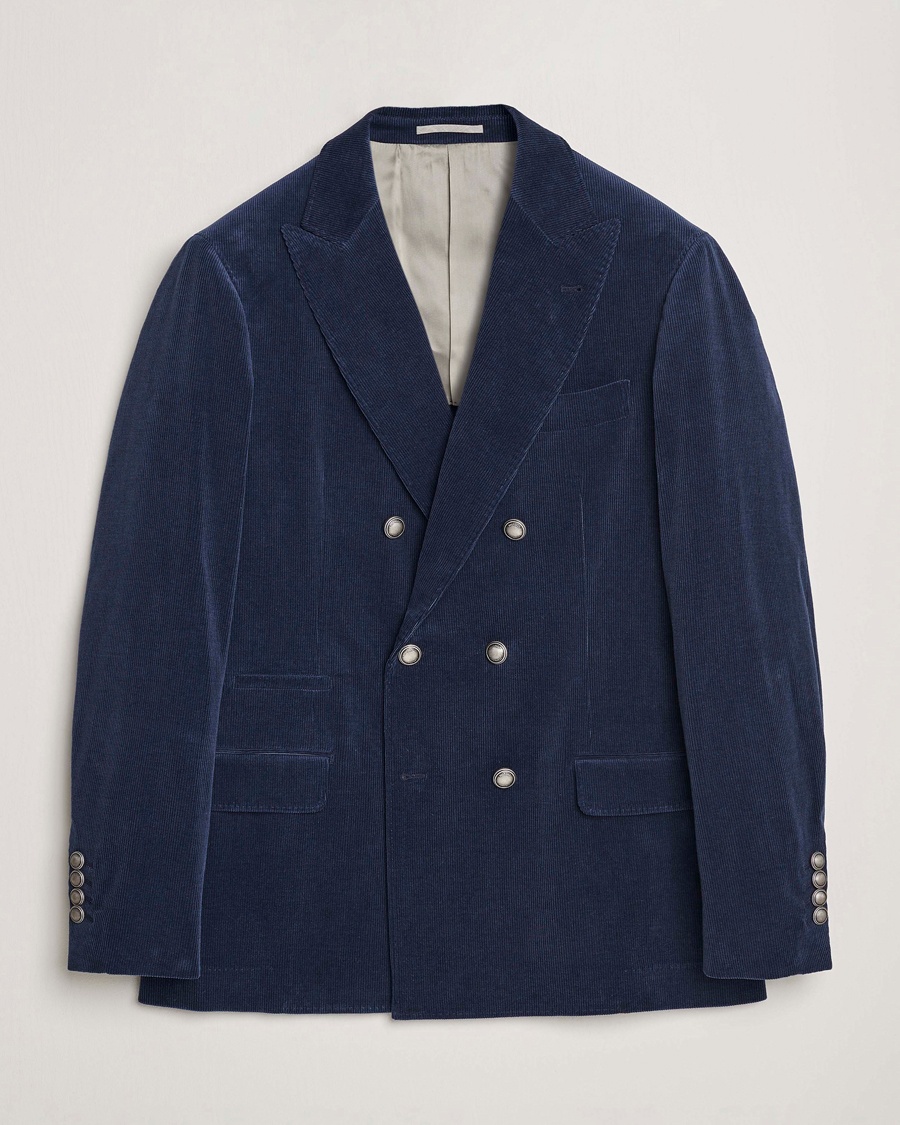Herr | Brunello Cucinelli | Brunello Cucinelli | Double Breasted Corduroy Blazer Royal Blue