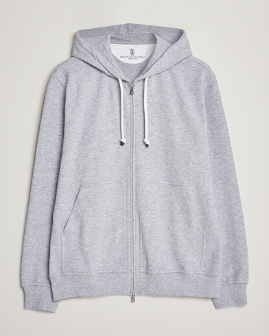 Herr | Tröjor | Brunello Cucinelli | Full Zip Hooded Sweater Grey Melange