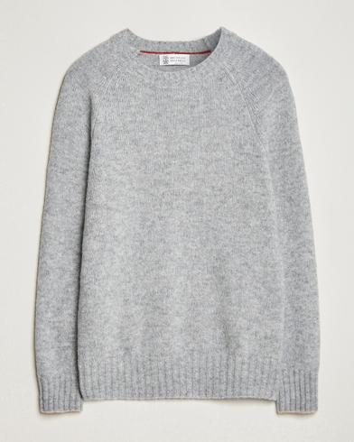 Herr | Pullover rundhals | Brunello Cucinelli | Fluffy Crew Neck Sweater Light Grey