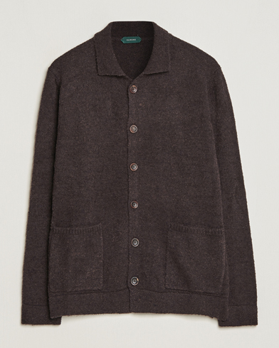Herr | Cardigans | Zanone | Boucle Wool Chore Jacket Dark Brown