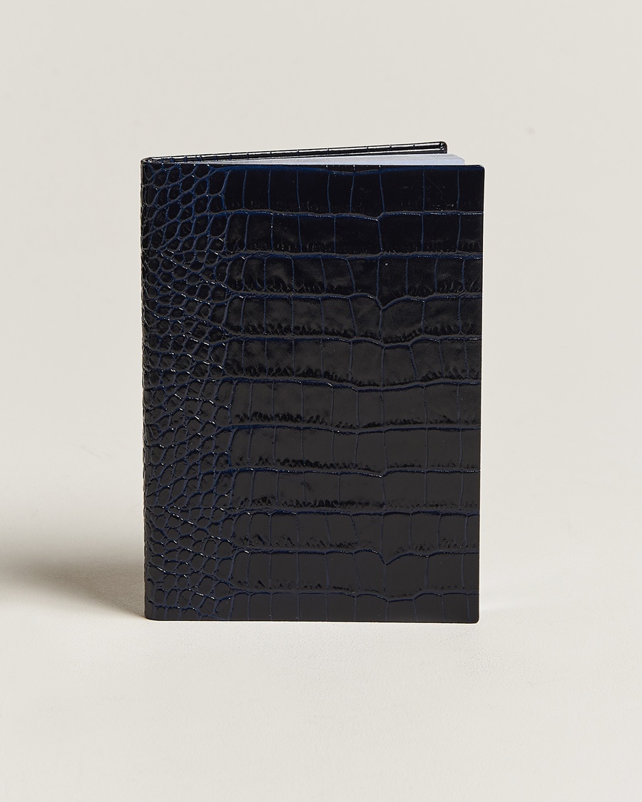 Smythson Mara Leather Notebook Navy – Blå