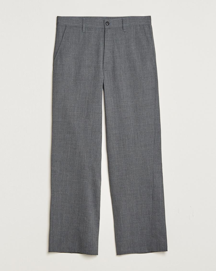 Herr | | Sunflower | Wide Twist Wool Trousers Grey Melange