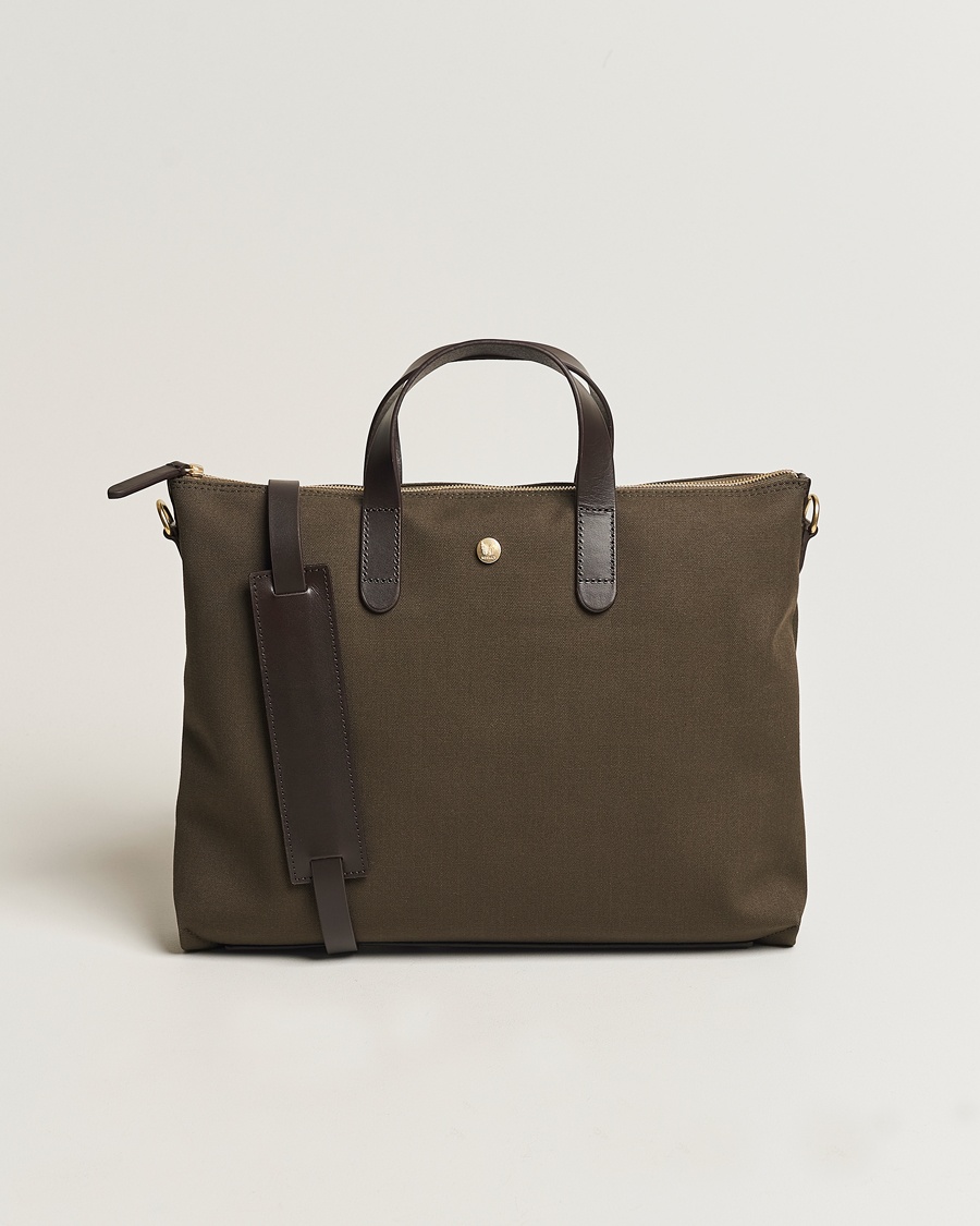 Herr | Portföljer | Mismo | M/S Canvas Slim Brief Army/Dark Brown