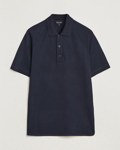 Herr | Quiet Luxury | Giorgio Armani | Cotton/Cashmere Raglan Sleeve Polo Navy