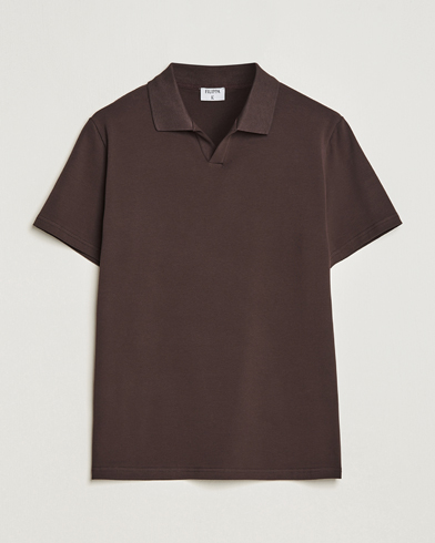 Herr | Kortärmade pikéer | Filippa K | Soft Lycra Polo T-Shirt Dark Chocolate