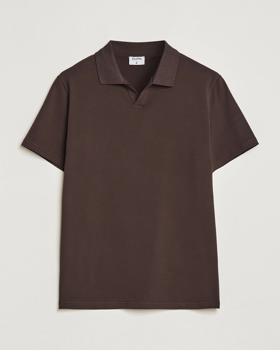 Filippa K Soft Lycra Polo T-Shirt Dark Chocolate – Brun
