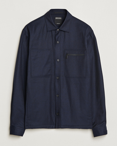 Herr | Luxury Brands | Zegna | Techmerino Flannel Shirt Jacket Navy