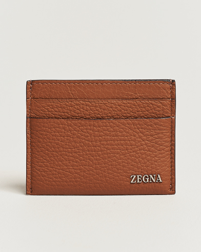 Herr | Korthållare | Zegna | Grain Leather Card Holder Brown