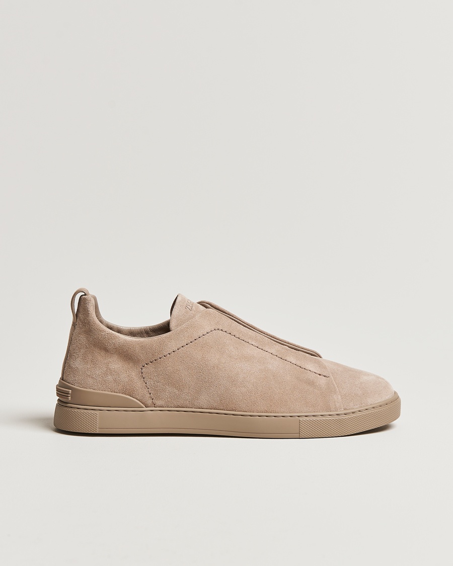 Herr | Luxury Classics | Zegna | Triple Stitch Sneakers Full Beige Suede