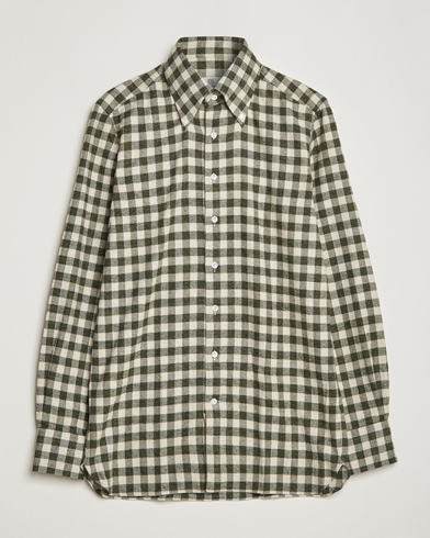 Herr |  | 100Hands | Checked Cotton Flannel Shirt Green Grey