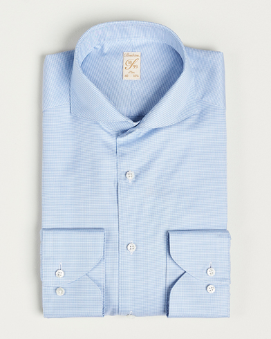 Herr | Business & Beyond | Stenströms | 1899 Slim Supima Cotton Houndtooth Shirt Blue