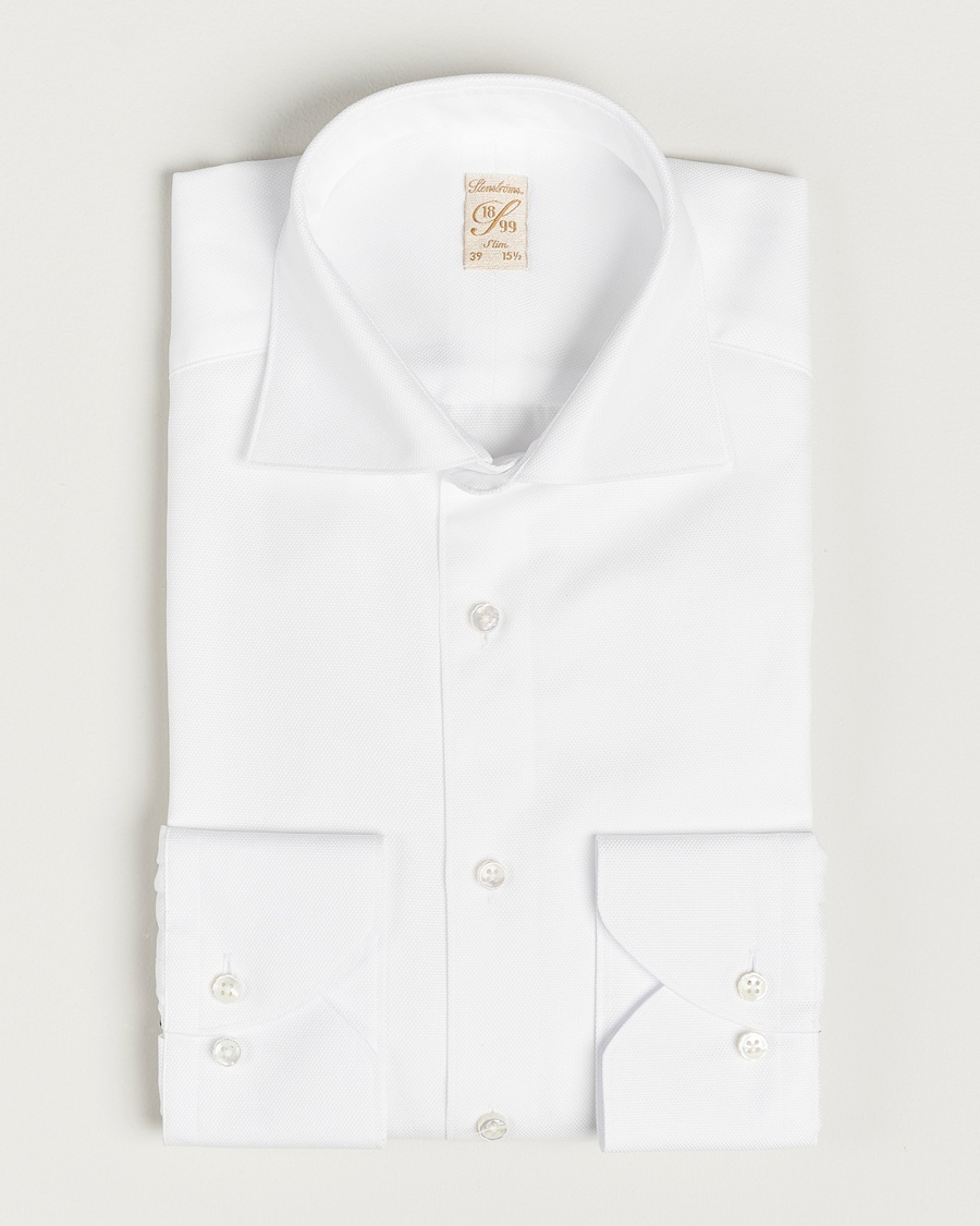 Stenströms 1899 Slim Cotton Royal Oxford Shirt White – Vit