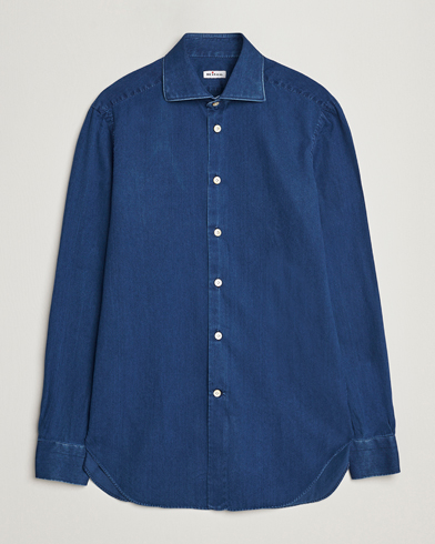 Herr | Quiet Luxury | Kiton | Slim Fit Denim Shirt Medium Blue Wash