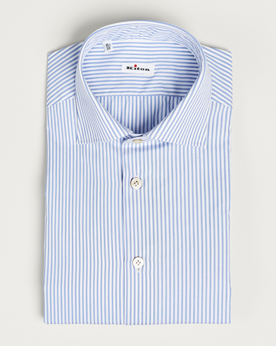 Herr | Kiton | Kiton | Slim Fit Striped Poplin Shirt Light Blue