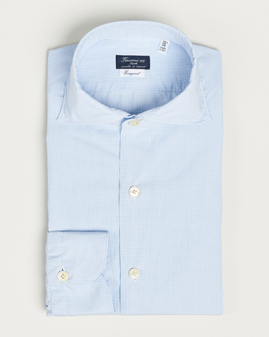 Herr | Finamore Napoli | Finamore Napoli | Milano Slim Washed Dress Shirt Blue Check