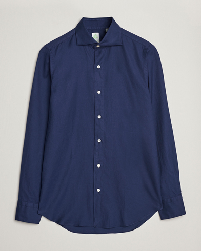 Herr | Flanellskjortor | Finamore Napoli | Tokyo Slim Flannel Shirt Navy