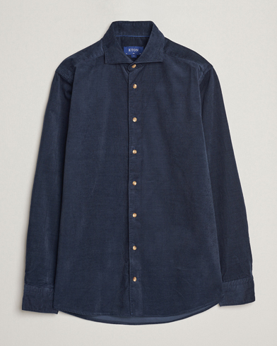Herr | Wardrobe basics | Eton | Slim Fit Fine Wale Corduroy Shirt Navy Blue
