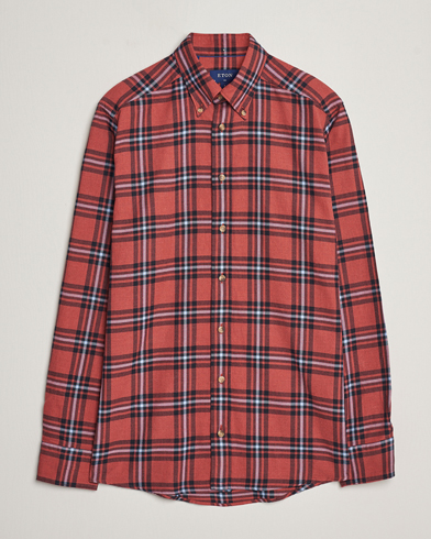 Herr | Flanellskjortor | Eton | Regular Fit Checked Flannel Shirt Red/Navy