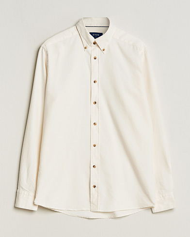 Herr |  | Eton | Slim Fit Twill Flannel Shirt Off White