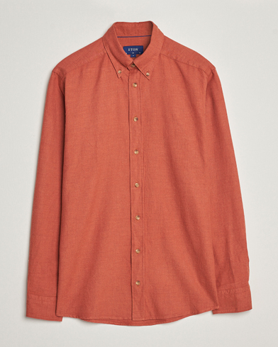 Herr | Flanellskjortor | Eton | Slim Fit Twill Flannel Shirt Rust Red