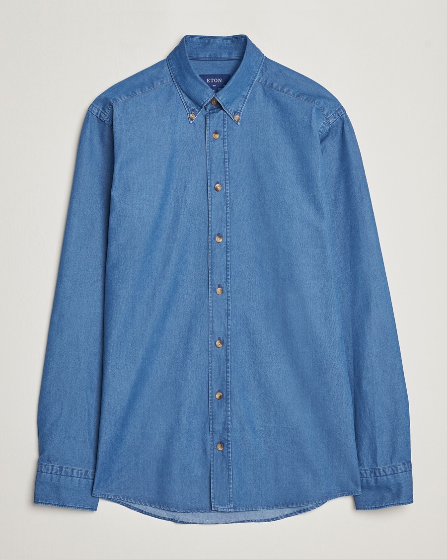 Herr | | Eton | Slim Fit Denim Shirt Blue
